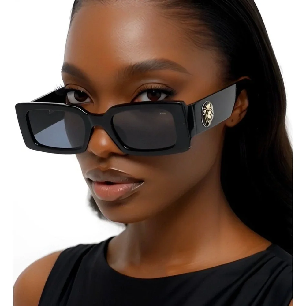 Sunglasses Square Dark Black Lens Women‎ Designer Outdoor Chic Eyeglasses Lentes